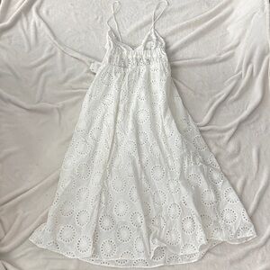Zara Open Back Eyelet Maxi Dress - Size M, White